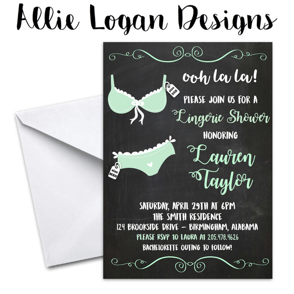 Lingerie Shower Invitation - Chalkboard Background