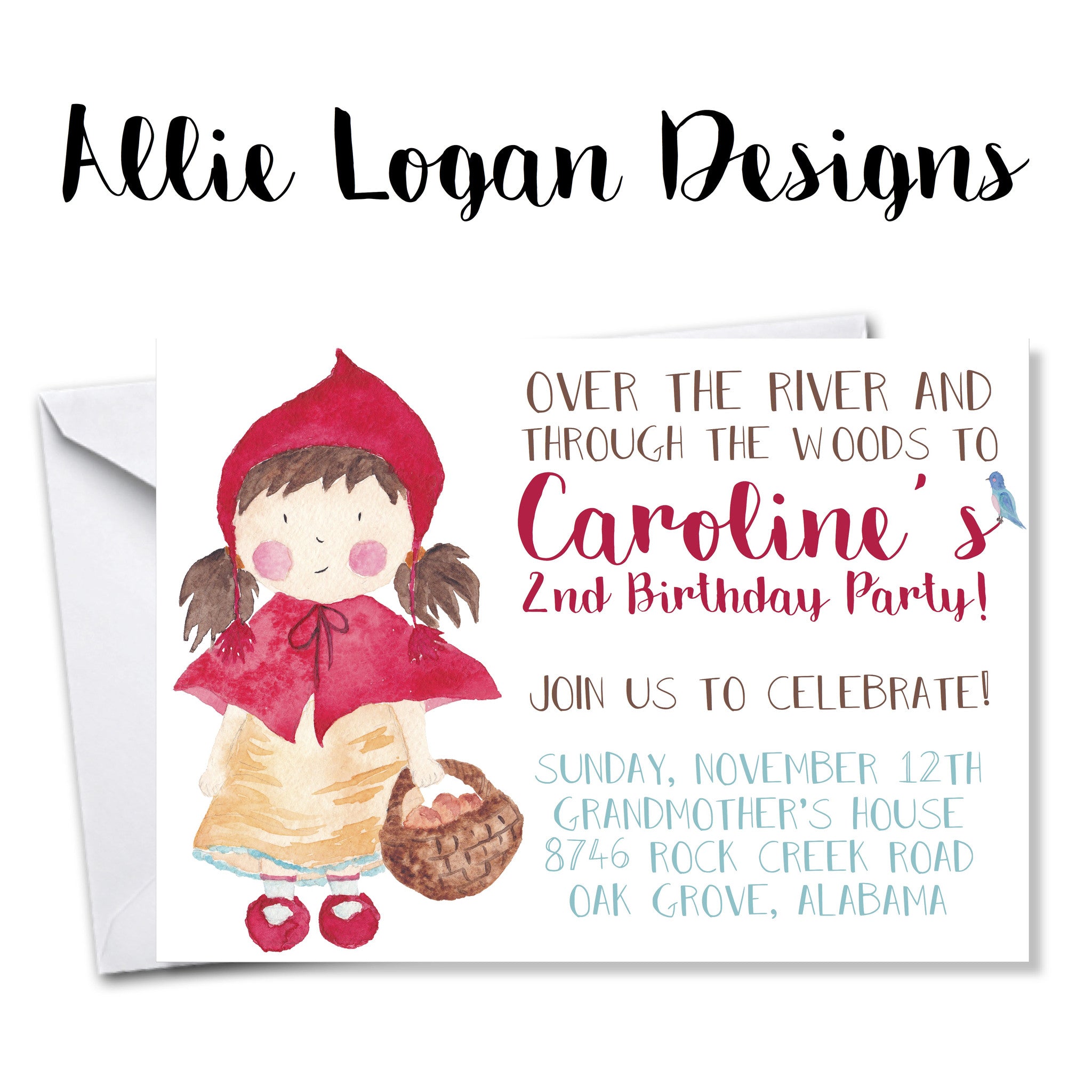 Little Red Riding Hood-Inspired Birthday Invitation