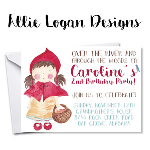 Little Red Riding Hood-Inspired Birthday Invitation