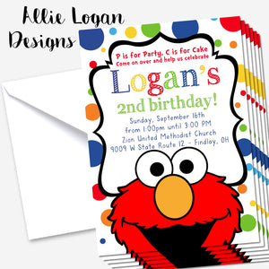 Sesame Street Inspired Elmo Invitation