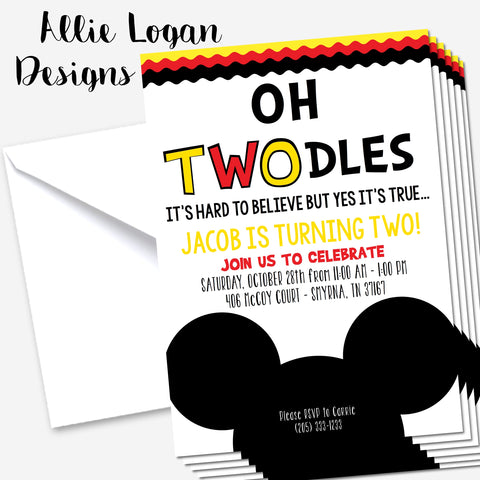Mickey Inspired Oh Toodles Invitation