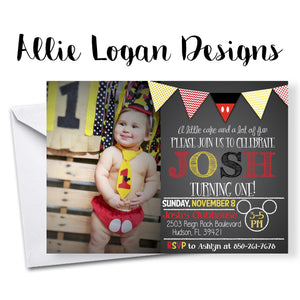 Mickey Mouse Photo Invitation with Banner - Personalized Wording!