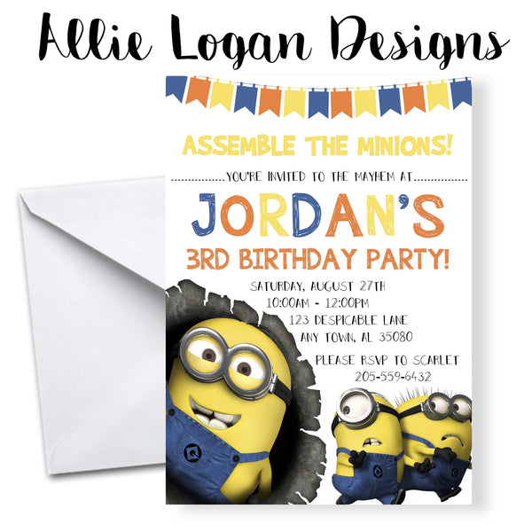 Minions Themed Birthday Invitations