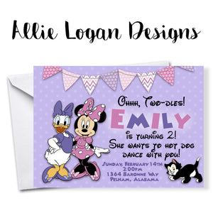 Minnie Mouse and Daisy Duck Birthday Invitations