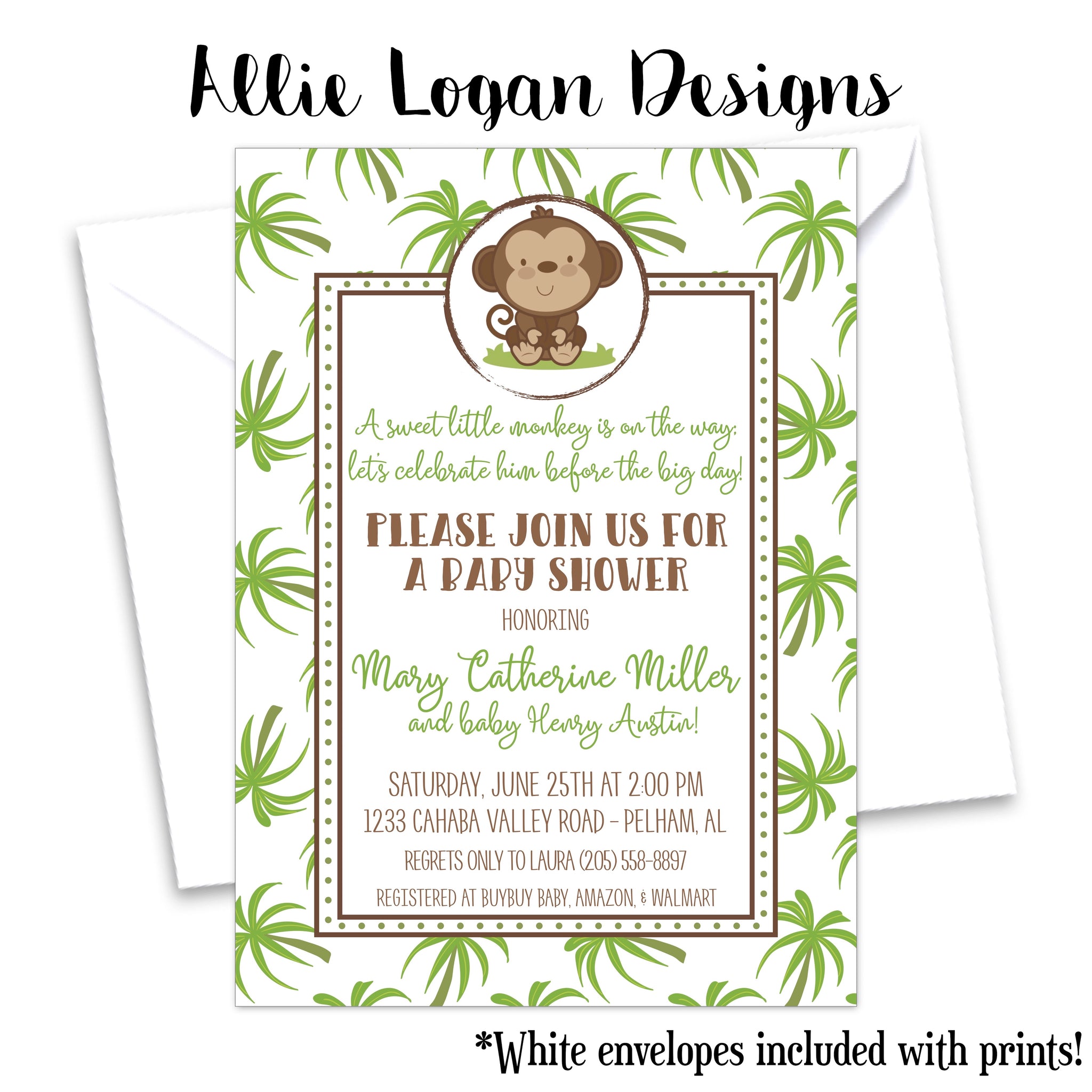 Tropical Monkey Baby Shower Invitation