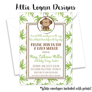Tropical Monkey Baby Shower Invitation