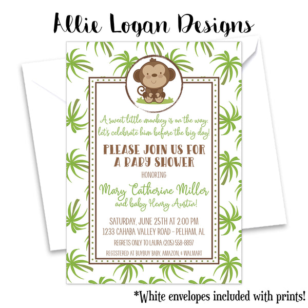 Tropical Monkey Baby Shower Invitation