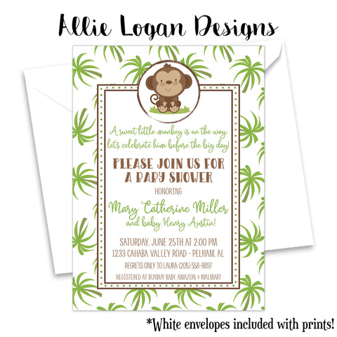 Tropical Monkey Baby Shower Invitation