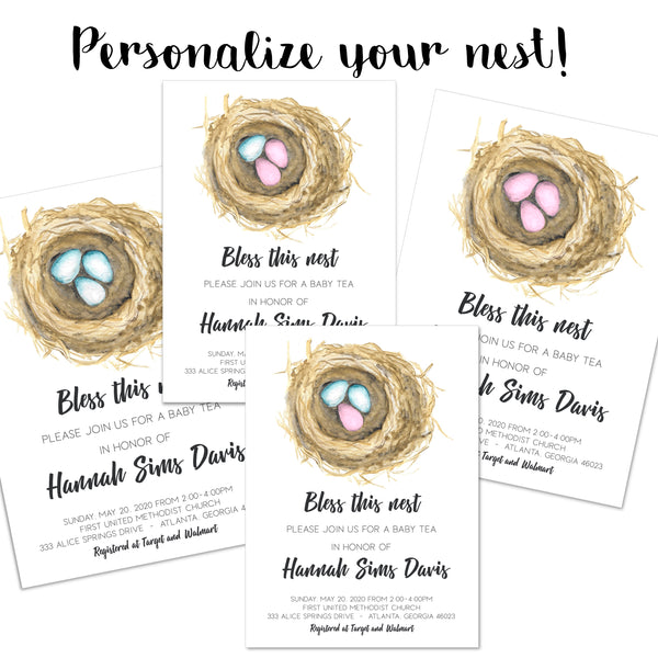 Bless This Nest Baby Shower Invitation - Personalize Your Nest