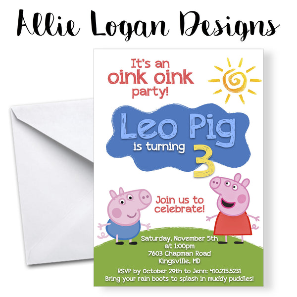 Peppa Pig Custom Birthday Invitations