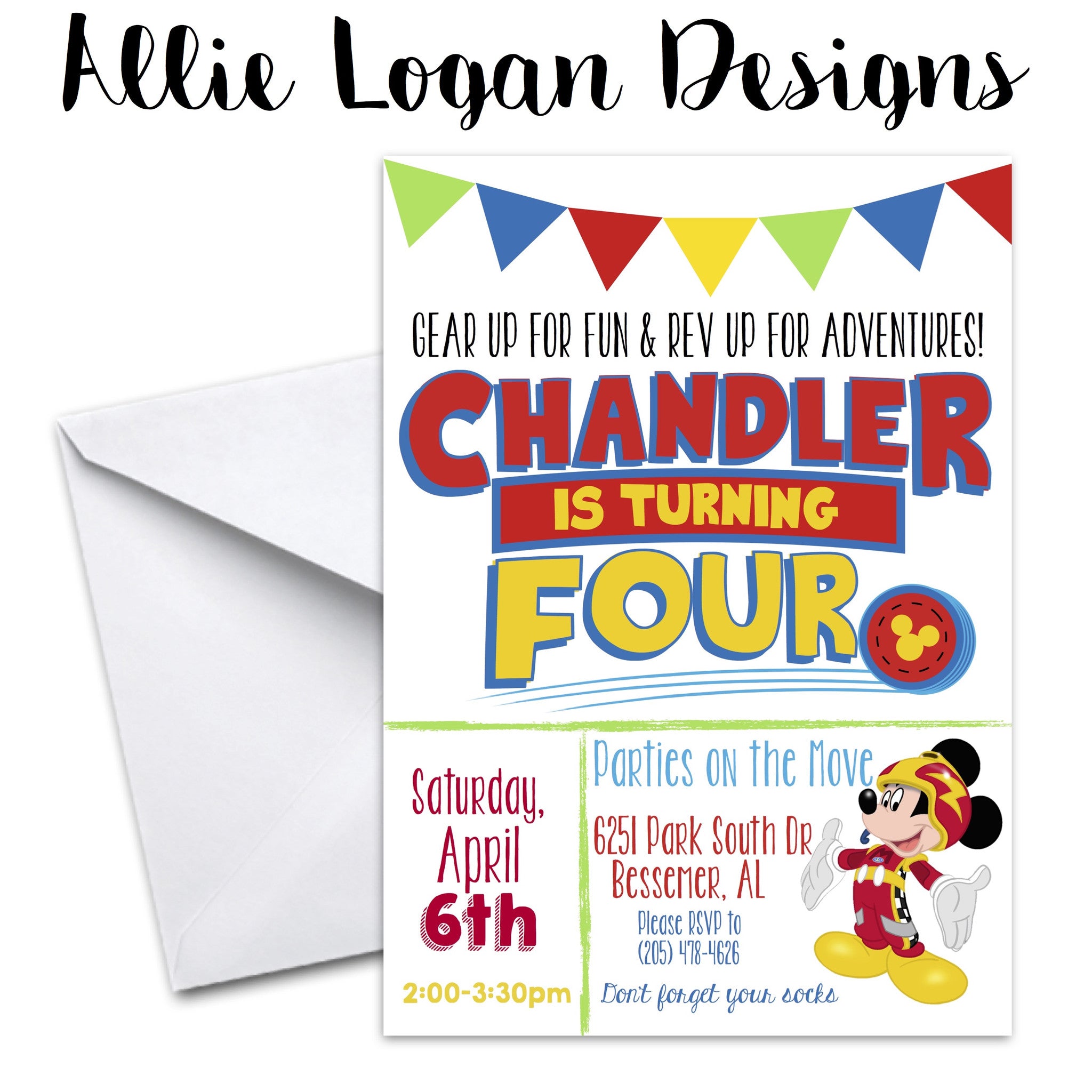 Mickey and the Roadster Racers - Inspired Birthday Invitation