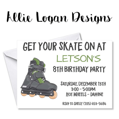 Rollerblading / Roller Skating Birthday Invitations