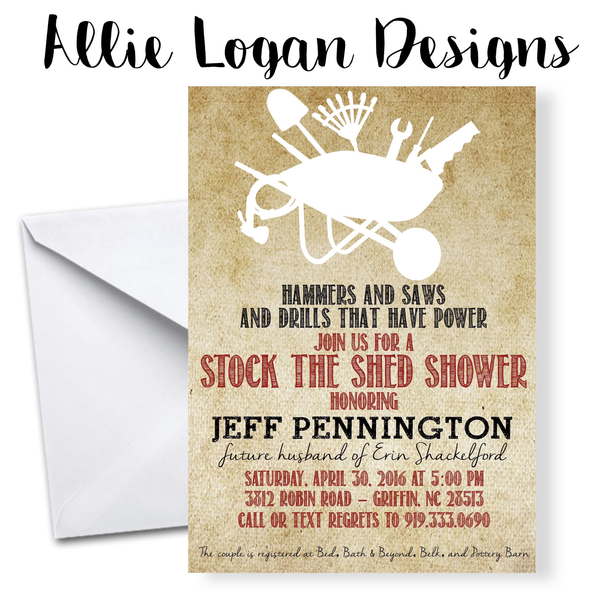 Couples' Stock The Shed Wedding Shower Invitations