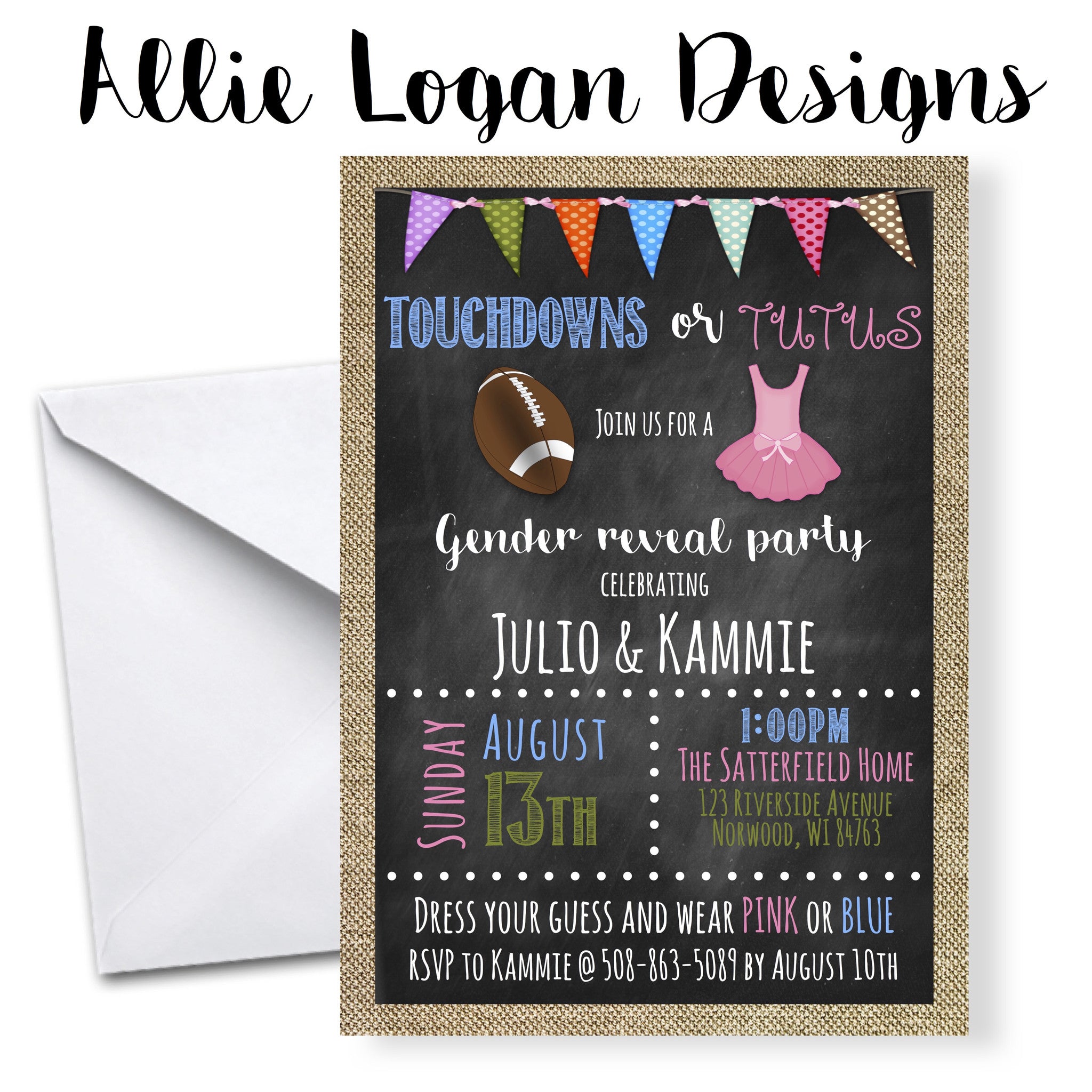 Football-Themed Gender Reveal Invitation