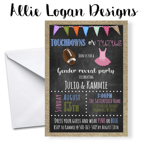 Football-Themed Gender Reveal Invitation