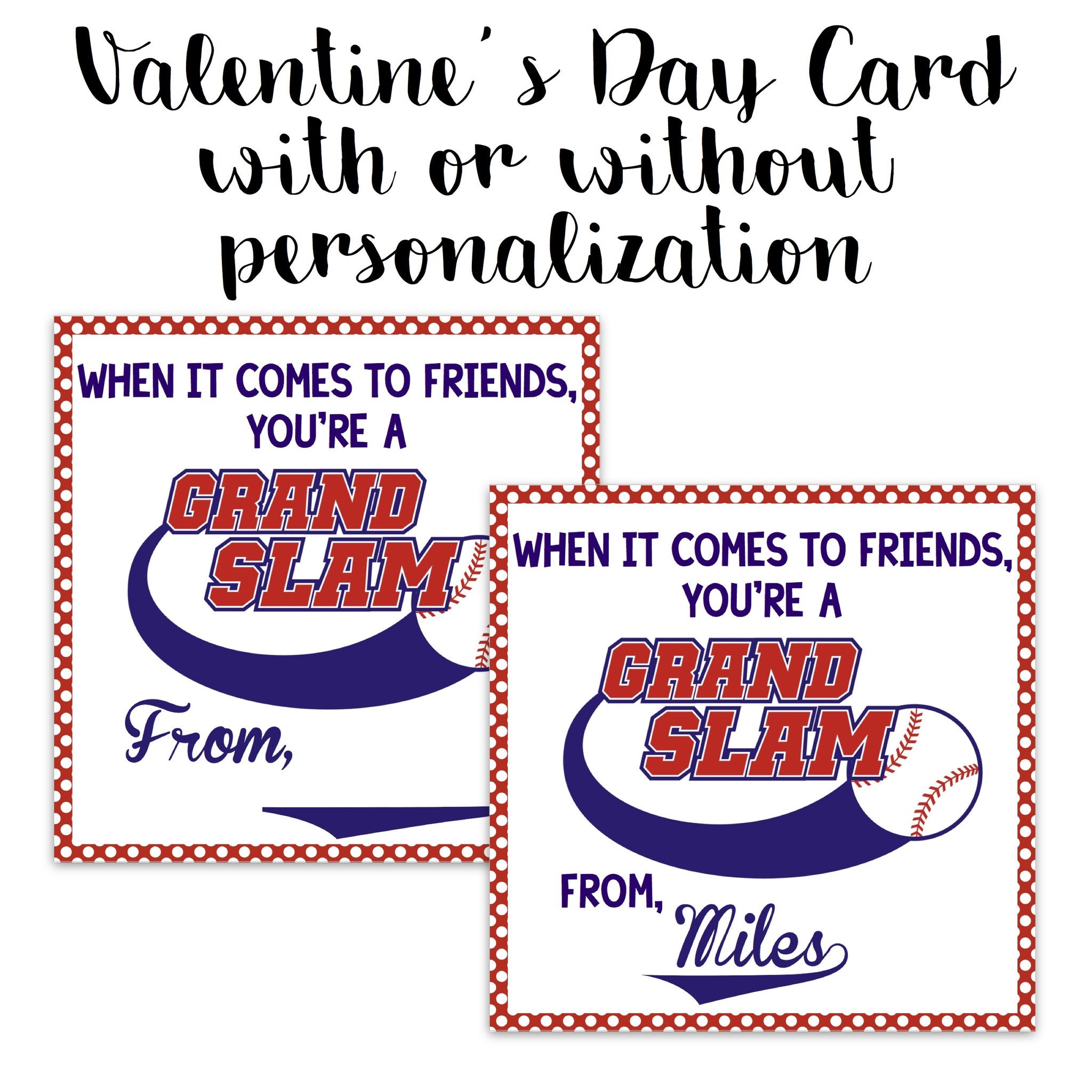 Baseball-Themed Valentine Card