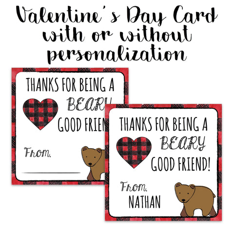 Buffalo Plaid Valentine's Card - Beary Good Friend