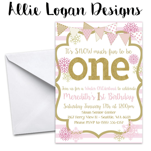 Winter ONEderland Birthday Invitation