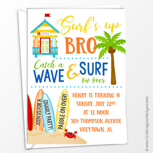 Surf's Up Custom Birthday Invitations