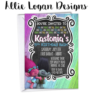 Trolls-Inspired Chalkboard Invitation