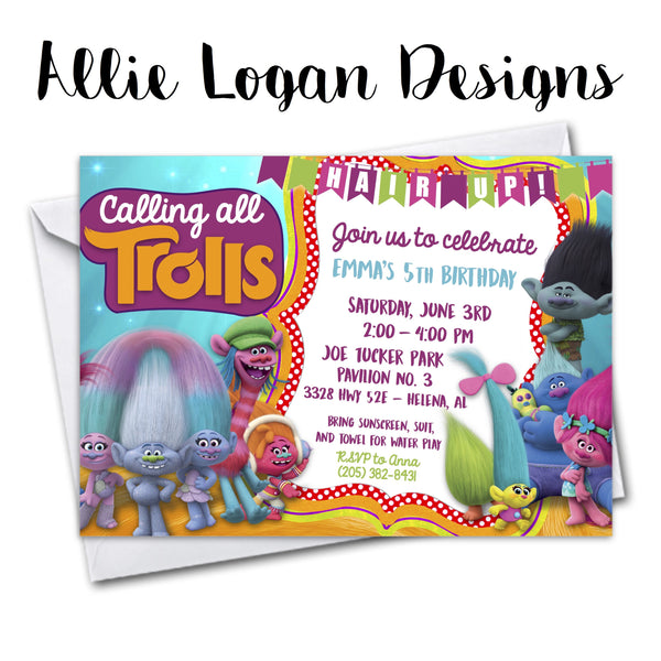 Trolls-Inspired Invitation...Hair Up!